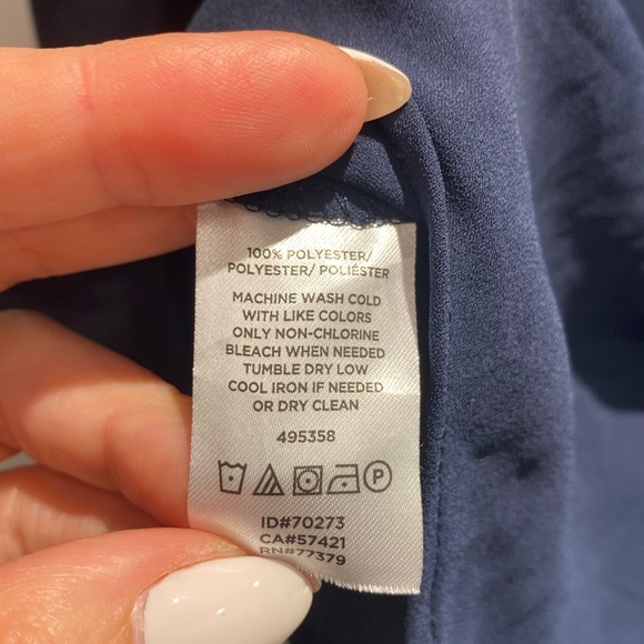 Ann Taylor factory size medium, long sleeve, sheer navy blouse - Picture 2 of 4